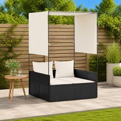 Concise Comfort with the Double Sun Lounger in Black Rattan