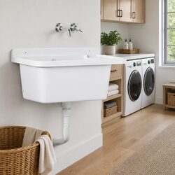 Concise Wall-Mounted Utility Sink, White 60x40x28cm