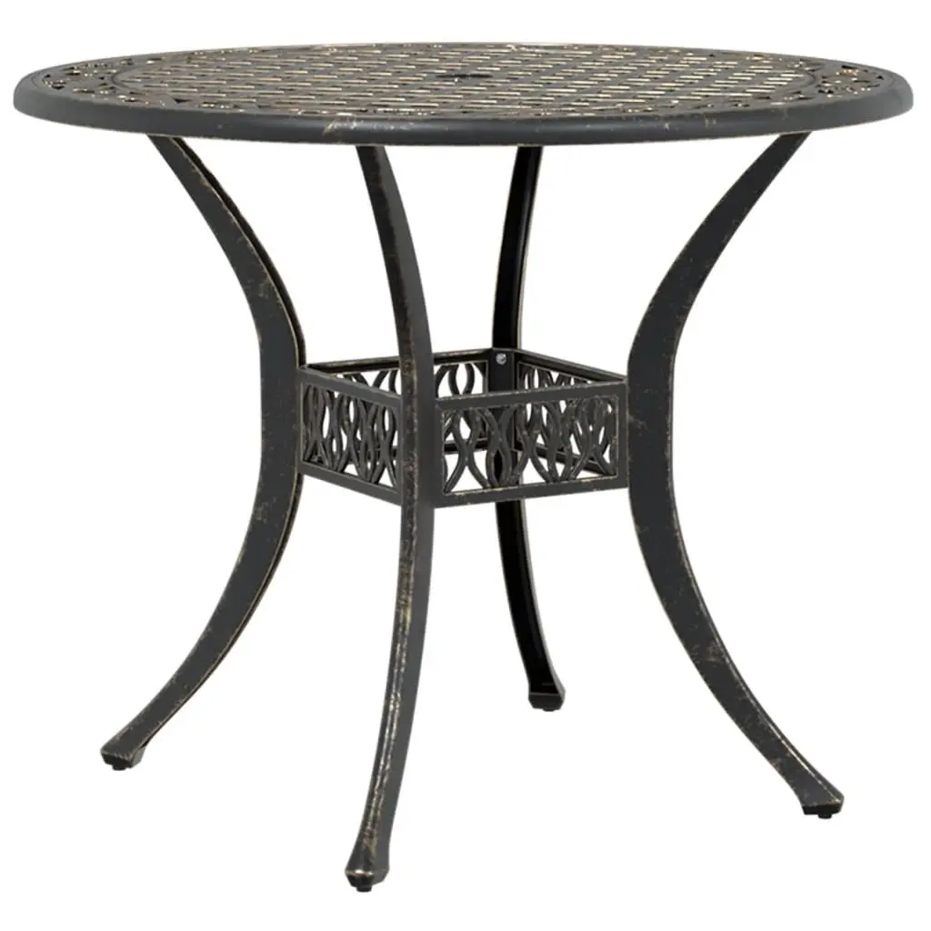 Garden Table Brown Round Outdoor Patio Furniture Umbrella Hole Ø90x75 cm