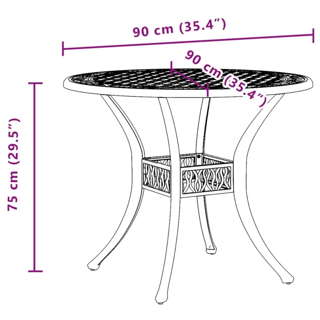 Garden Table Brown Round Outdoor Patio Furniture Umbrella Hole Ø90x75 cm