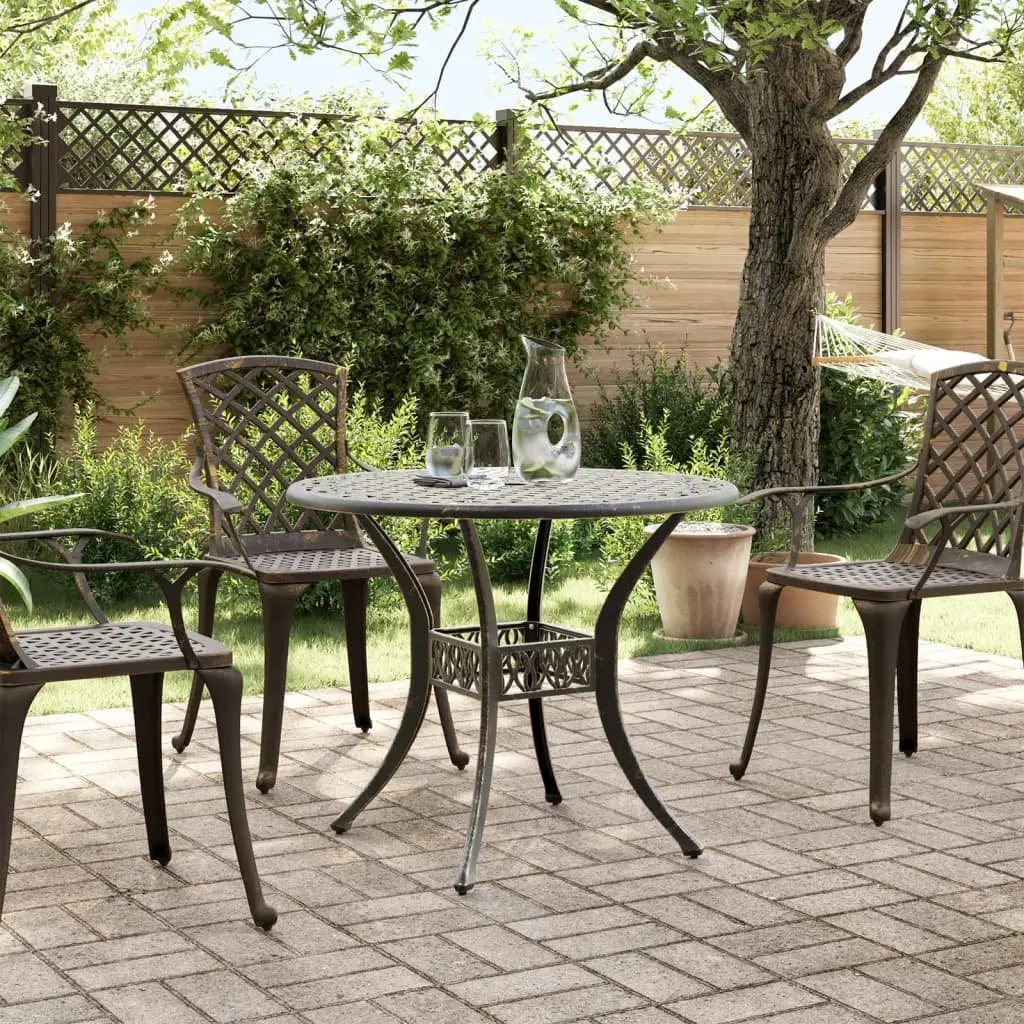 Garden Table Brown Round Outdoor Patio Furniture Umbrella Hole Ø90x75 cm