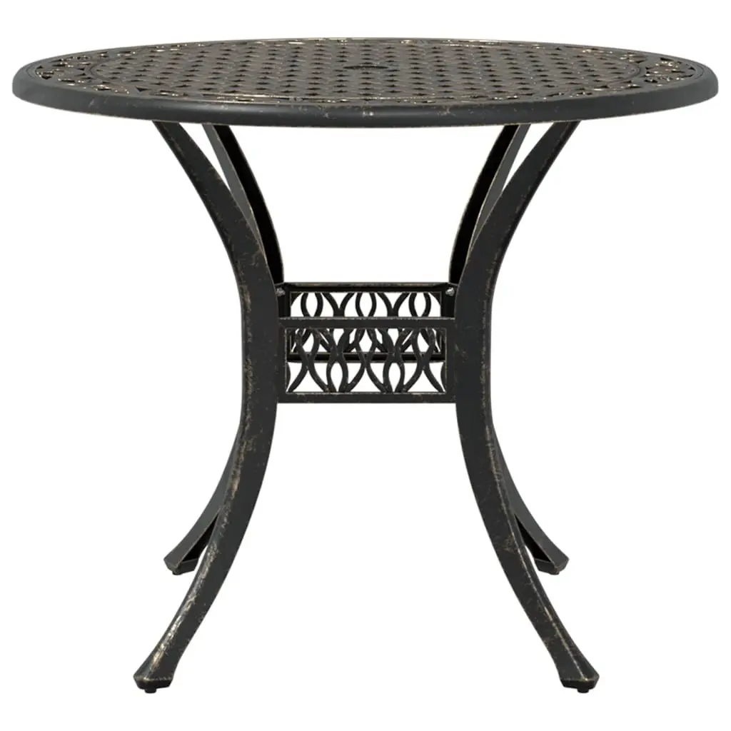 Garden Table Brown Round Outdoor Patio Furniture Umbrella Hole Ø90x75 cm