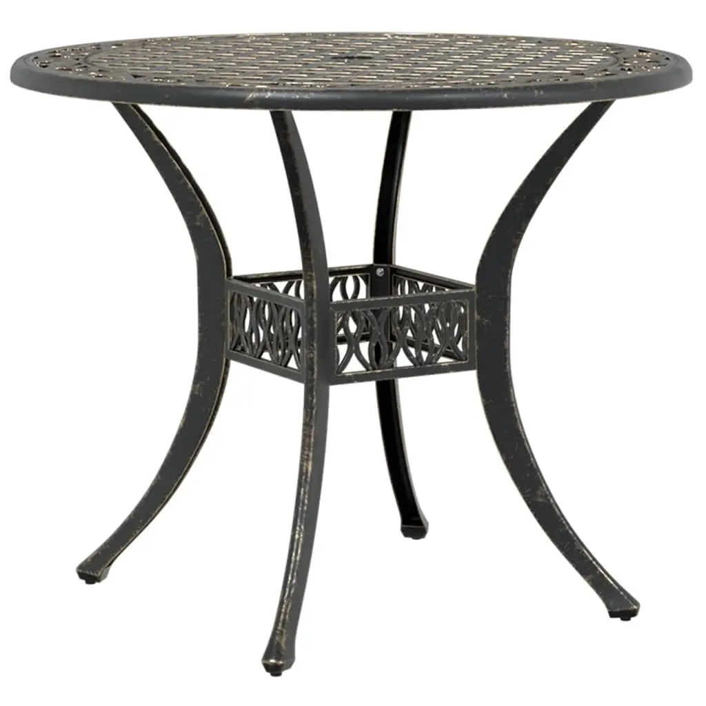 Garden Table Brown Round Outdoor Patio Furniture Umbrella Hole Ø90x75 cm