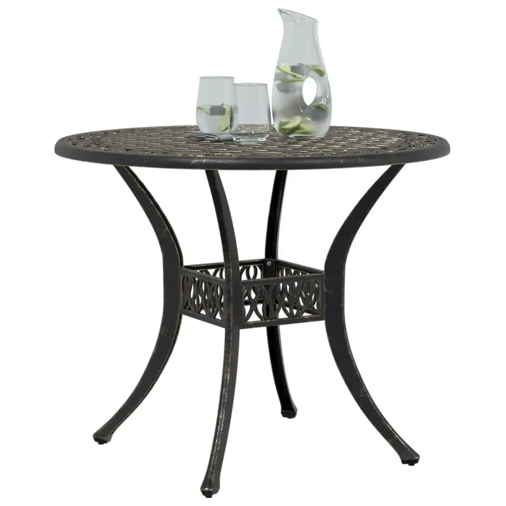 Garden Table Brown Round Outdoor Patio Furniture Umbrella Hole Ø90x75 cm