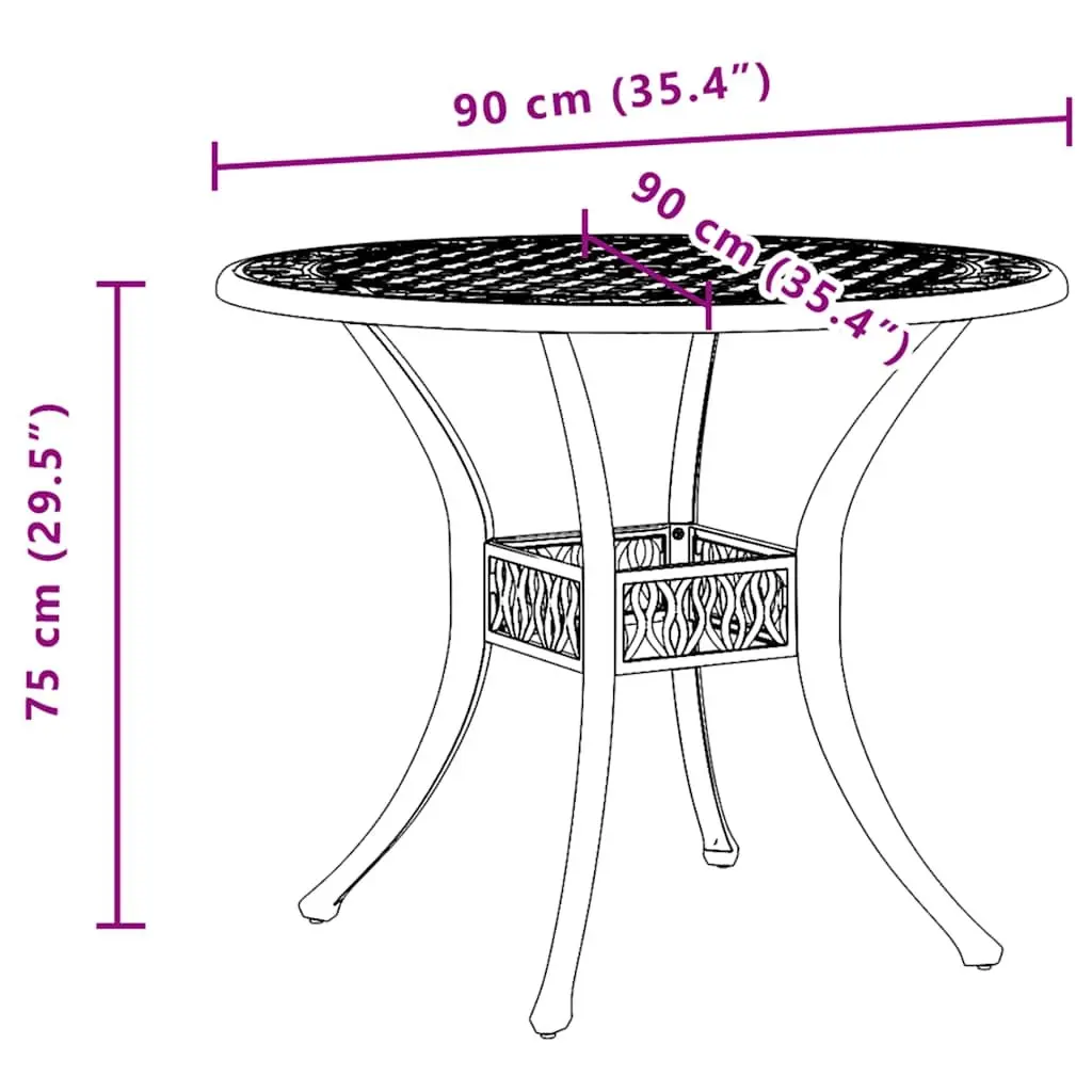 Garden Table Round Black Outdoor Patio Furniture Umbrella Hole Dining Table