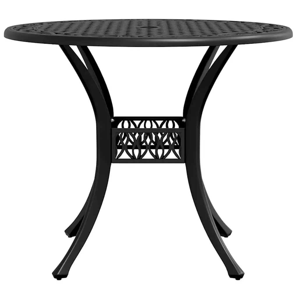 Garden Table Round Black Outdoor Patio Furniture Umbrella Hole Dining Table