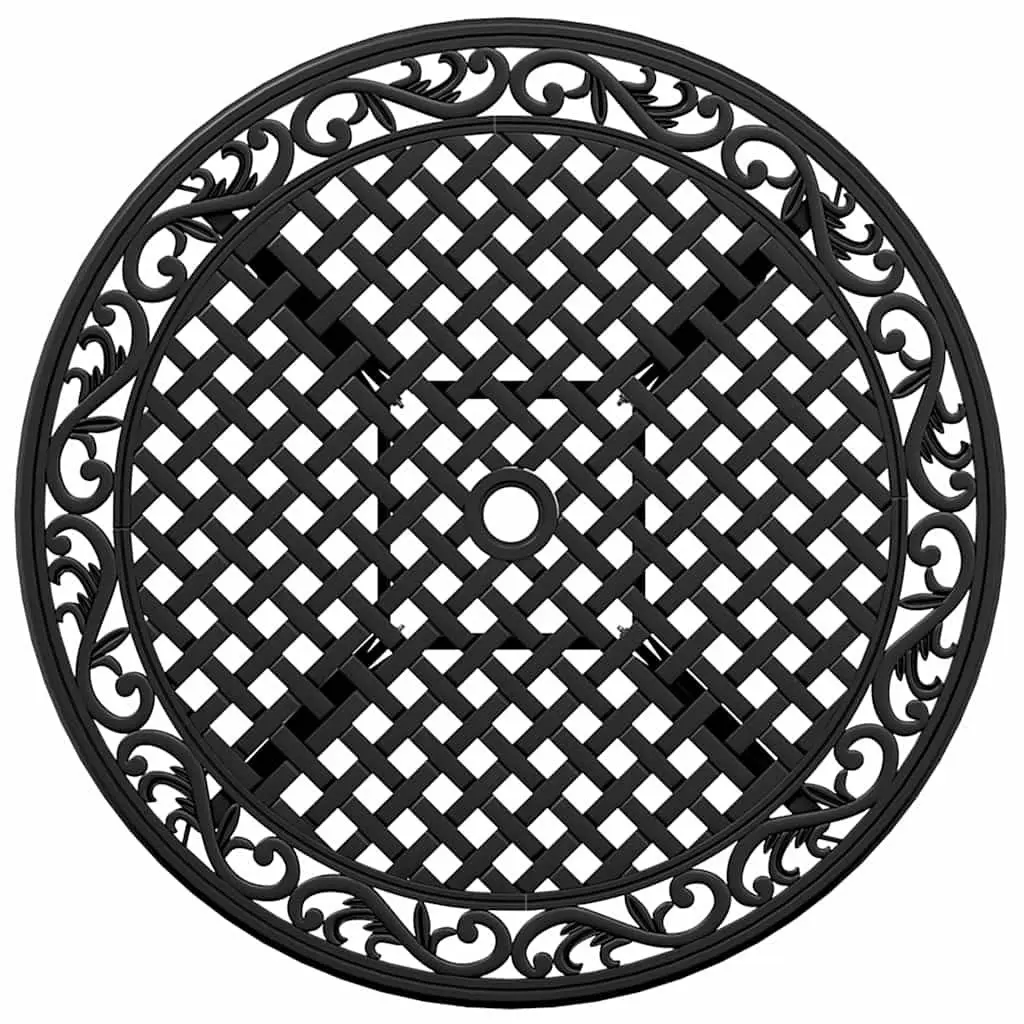 Garden Table Round Black Outdoor Patio Furniture Umbrella Hole Dining Table