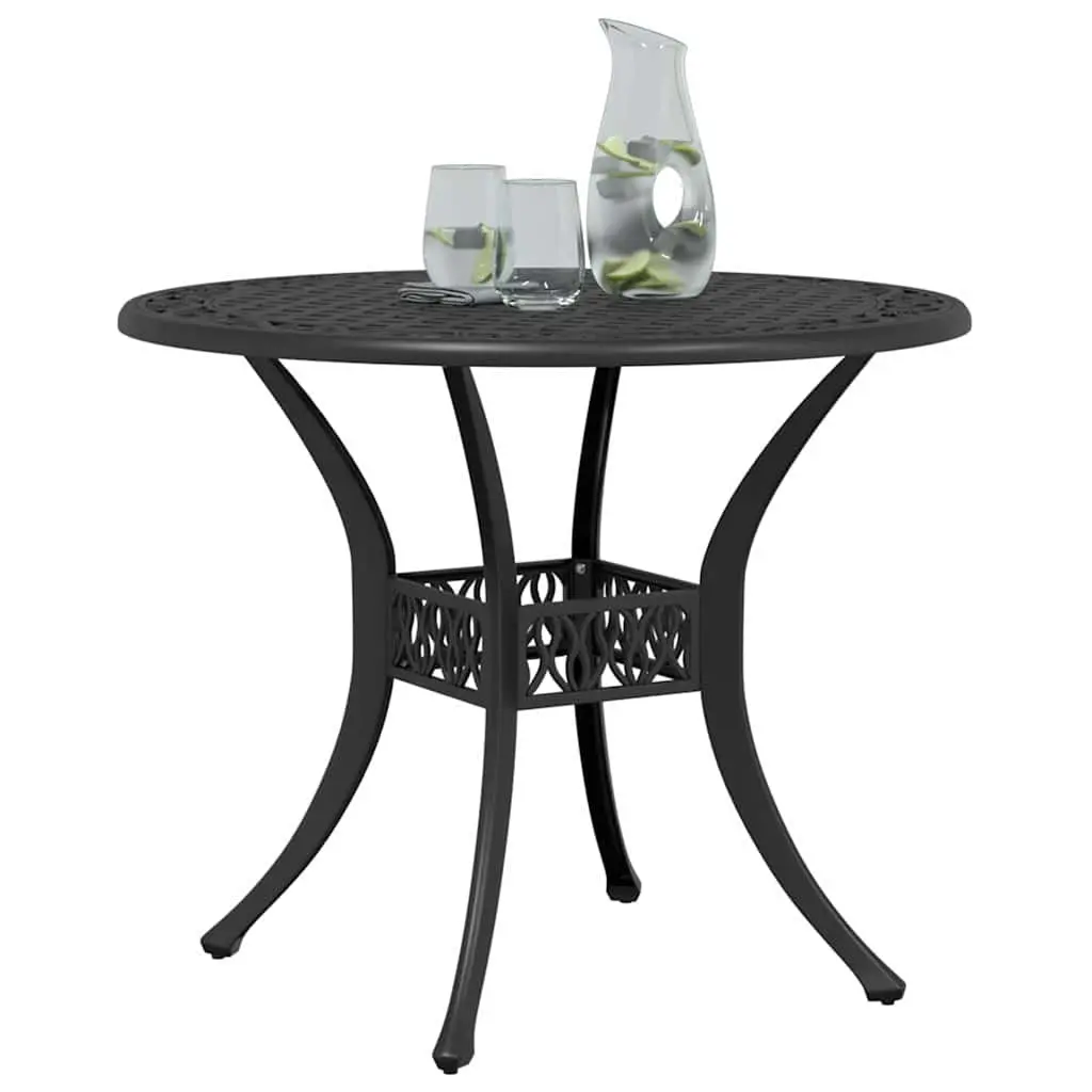 Garden Table Round Black Outdoor Patio Furniture Umbrella Hole Dining Table