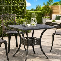 Brown Aluminium Garden Table: Compact and Sturdy