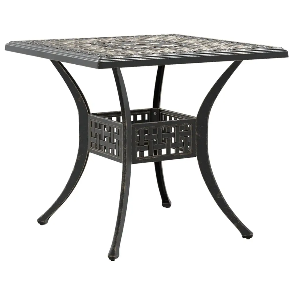 Garden Table 80x80x75cm Brown Cast Aluminium Outdoor Patio Furniture Umbrella