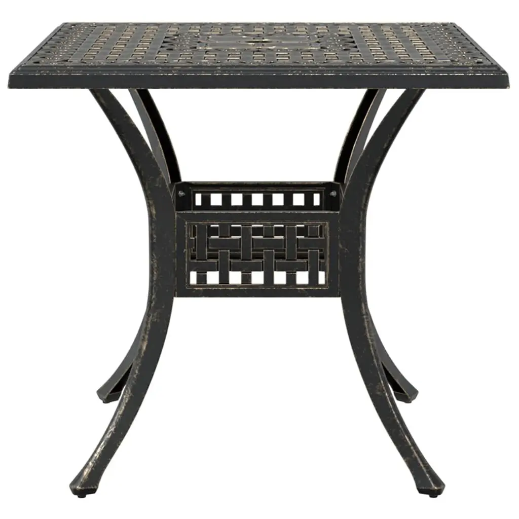 Garden Table 80x80x75cm Brown Cast Aluminium Outdoor Patio Furniture Umbrella