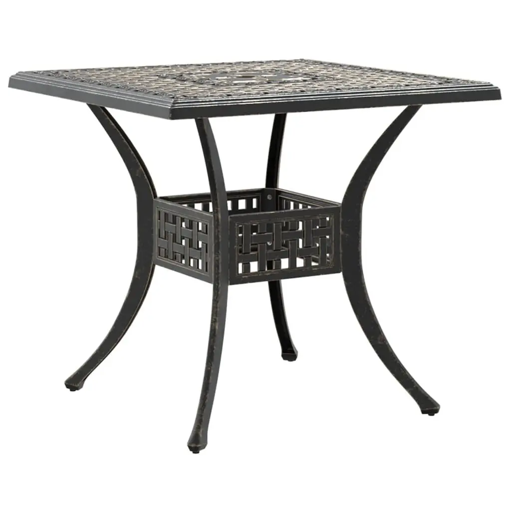 Garden Table 80x80x75cm Brown Cast Aluminium Outdoor Patio Furniture Umbrella