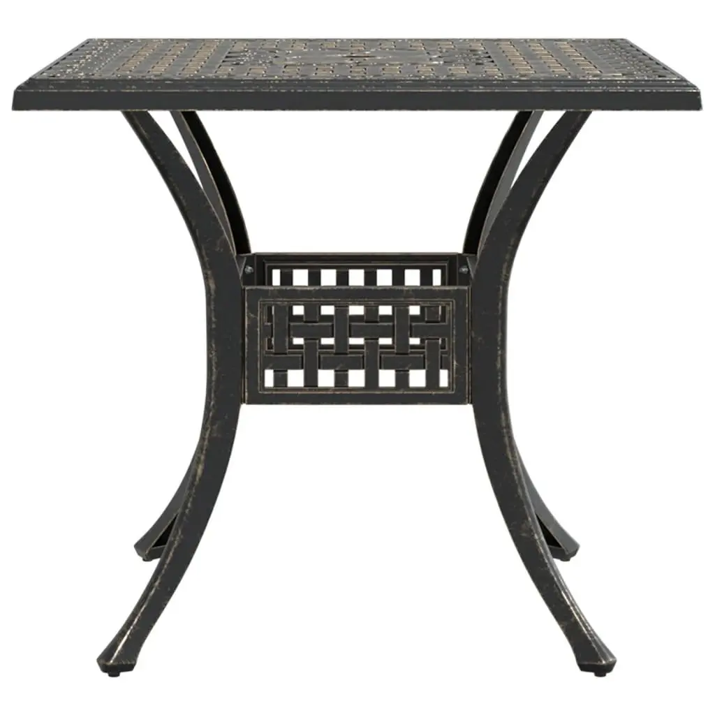 Garden Table 80x80x75cm Brown Cast Aluminium Outdoor Patio Furniture Umbrella
