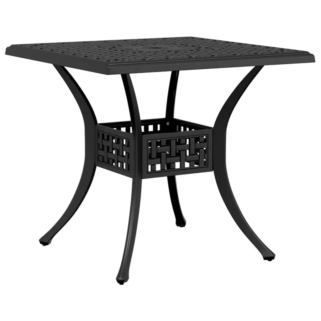 Garden Table Black Outdoor Patio Furniture Cast Aluminium 80x80x75 cm Umbrella