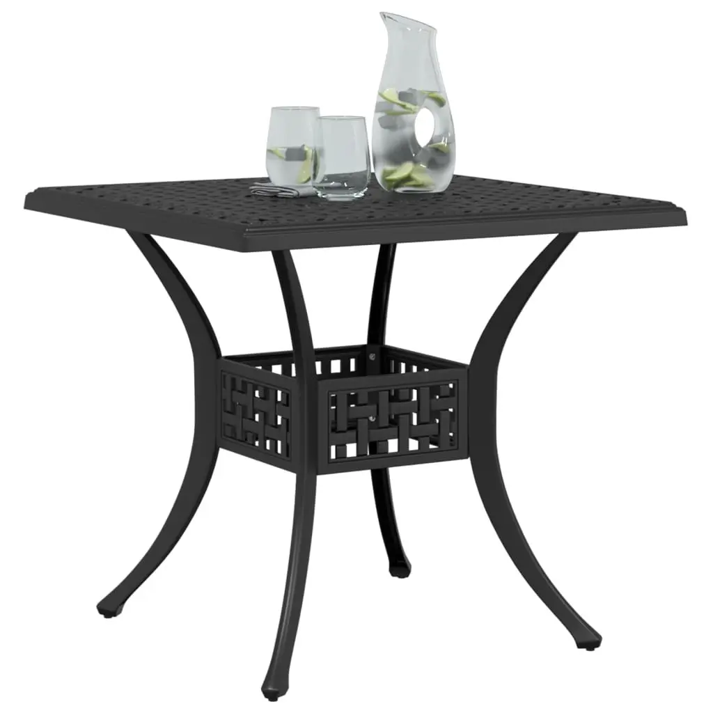 Garden Table Black Outdoor Patio Furniture Cast Aluminium 80x80x75 cm Umbrella