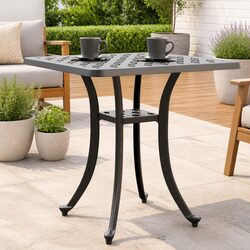 Compact Black Square Table for Your Garden or Patio