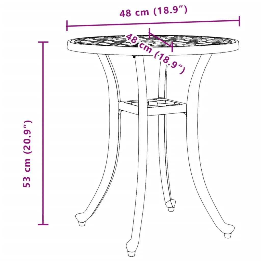 Garden Table Round Outdoor Patio Furniture Black Ø48x53cm Dining Side Table
