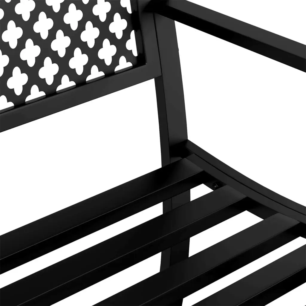 Garden Bench Black 119cm Outdoor Seating Backrest Armrests Powder-coated Steel