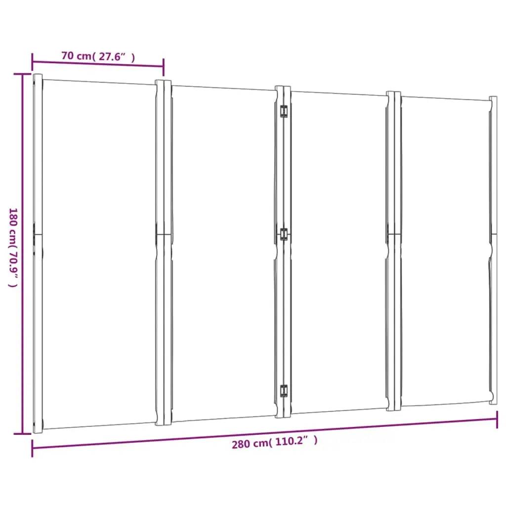 4 Panel Folding Privacy Screen Grey Textilene Acacia Wood Frame Indoor Outdoor Room Divider