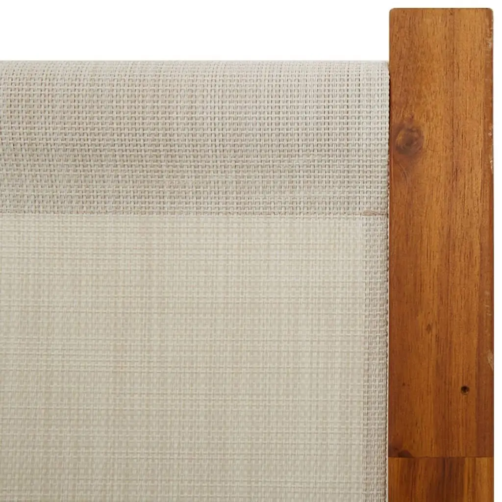 5 Panel Folding Privacy Screen Grey Acacia Wood Indoor Outdoor Room Divider Space Partition