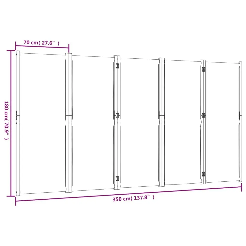 5 Panel Folding Privacy Screen Grey Acacia Wood Indoor Outdoor Room Divider Space Partition
