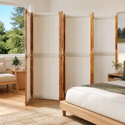 Compact 6-Panel Room Divider - Grey Folding Screen