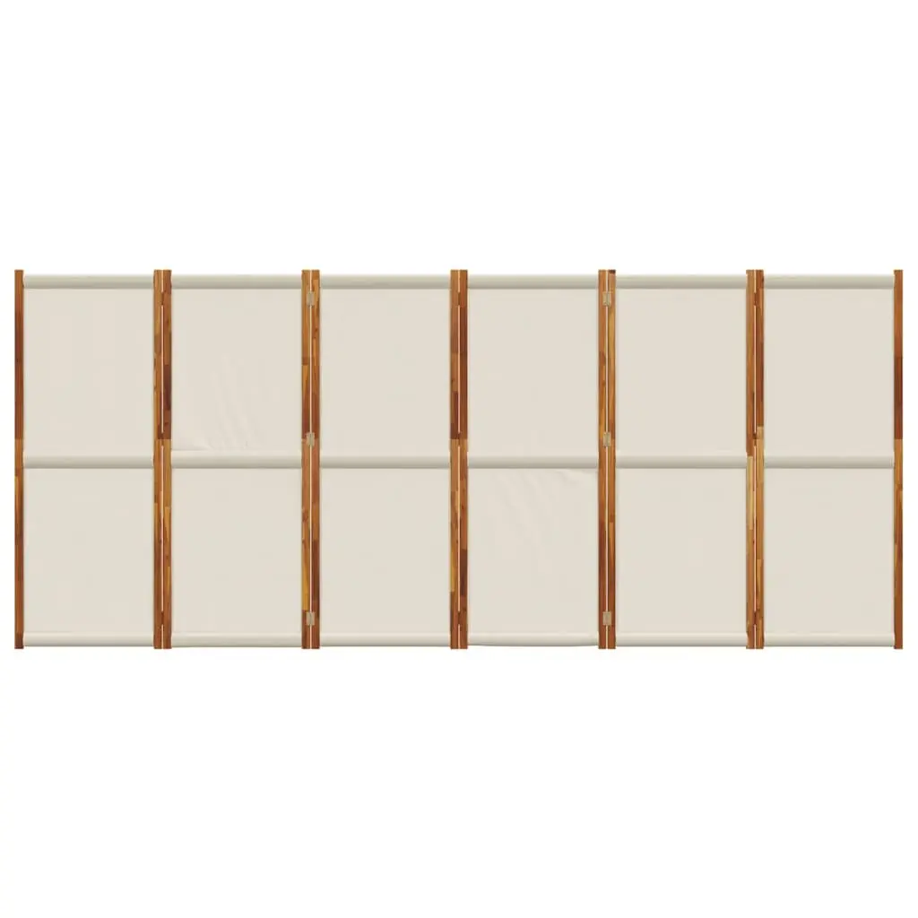 6-Panel Room Divider Grey Folding Privacy Screen Indoor Outdoor Space Partition