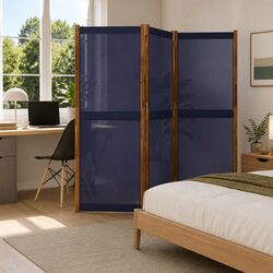 3-Panel Blue Room Divider for Space Saving