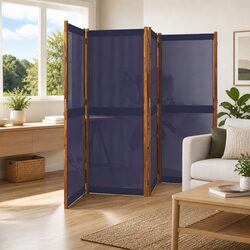 4-Panel Room Divider Screen Folding Privacy Partition Indoor Outdoor Dark Blue