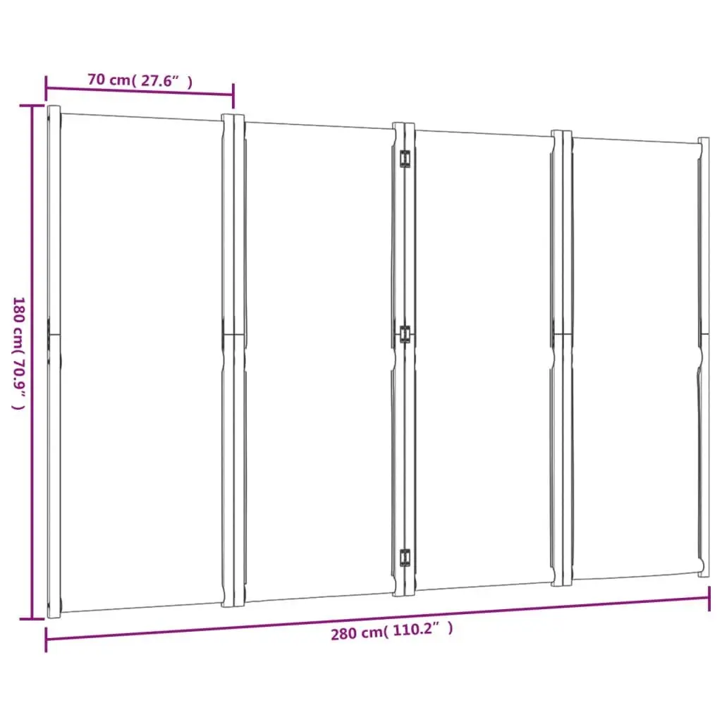 4-Panel Room Divider Taupe Indoor Outdoor Folding Privacy Screen Durable Construction