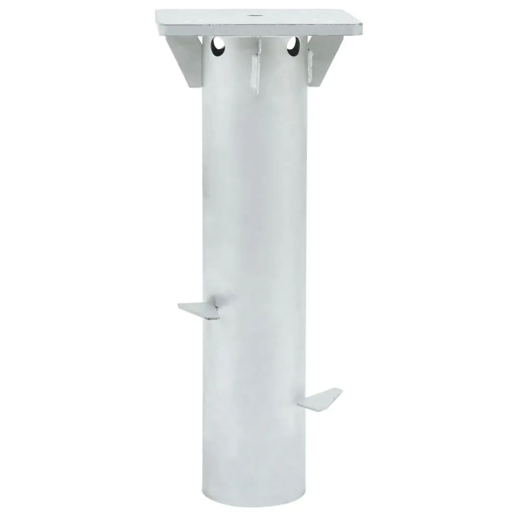 In-Ground Parasol Base Silver 16x16x39.5cm Steel Outdoor Umbrella Stand
