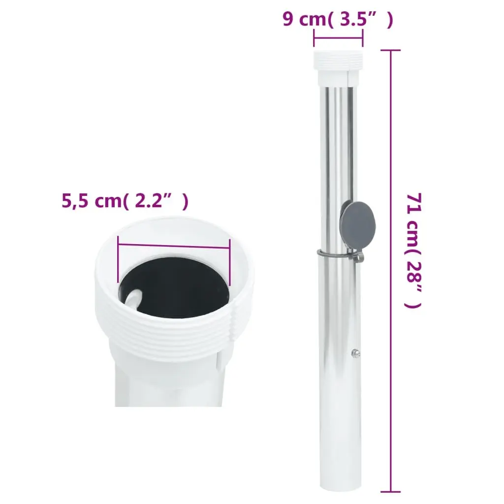 In-Ground Parasol Base 40-50mm Pole Outdoor Umbrella Socket Silver Anodized