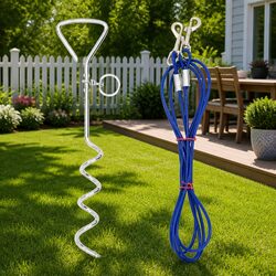 Dog Tie Out Cable 3m Ground Stake Pet Lead Outdoor Garden Yard Safety Tether