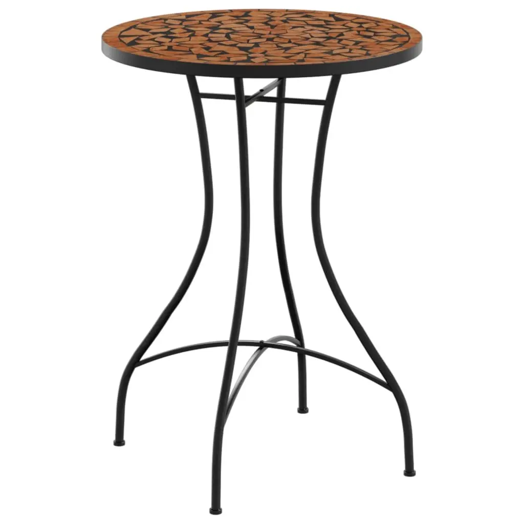 Mosaic Bistro Table Orange Ceramic Tabletop Garden Patio Outdoor Furniture