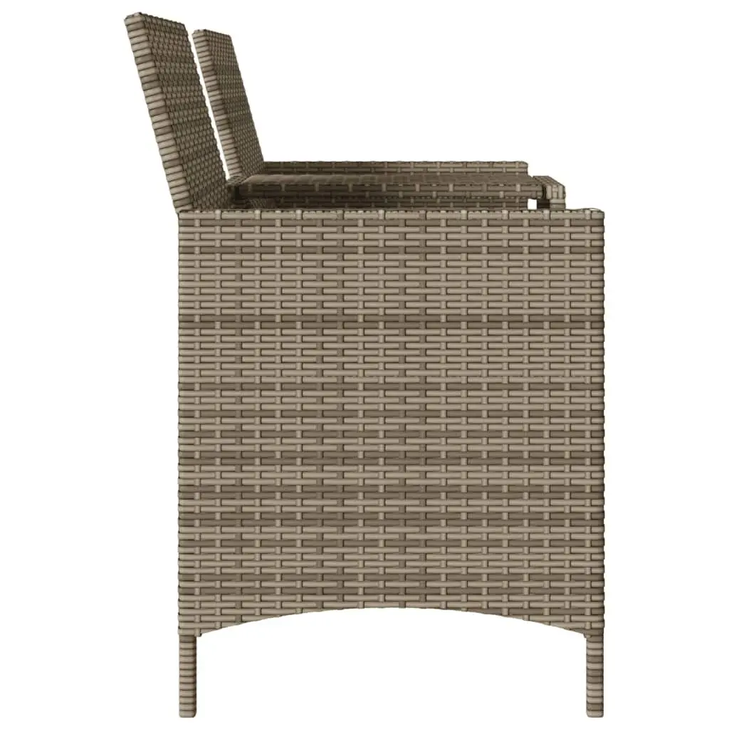 Garden Sofa Grey 2-Seater with Table and Cushions Outdoor Poly Rattan Patio Furniture