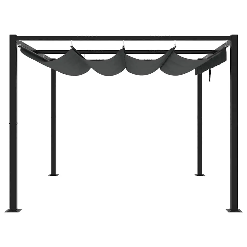 Garden Gazebo Anthracite 3x3m Retractable Roof Outdoor Patio Shelter Steel Frame