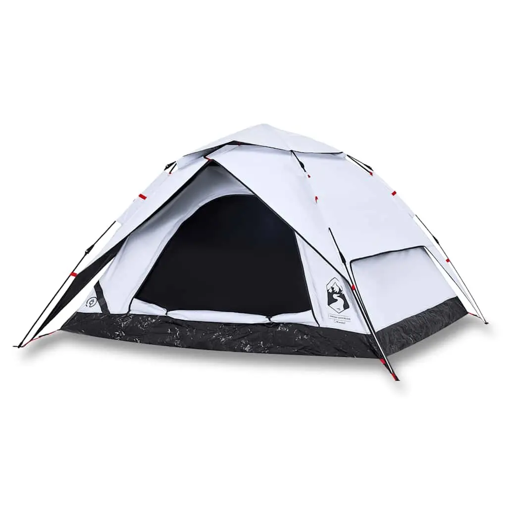 Camping Tent Dome White 4-Person Blackout Fabric Quick Release Setup