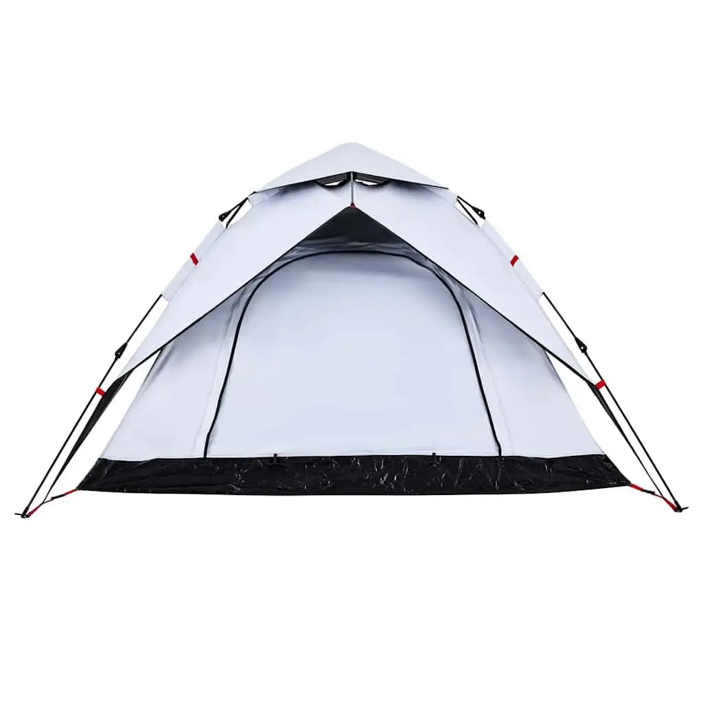 Camping Tent Dome White 4-Person Blackout Fabric Quick Release Setup