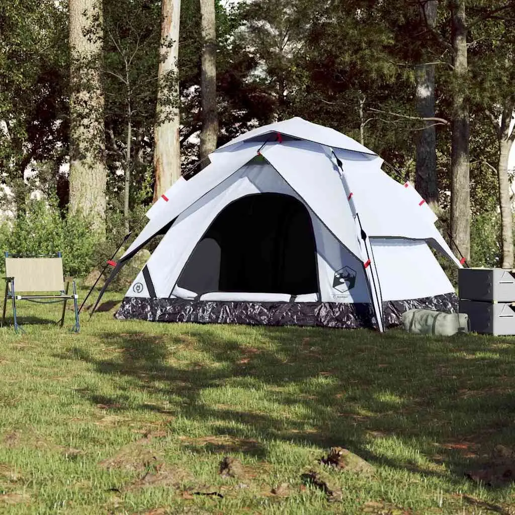 Camping Tent White 5-Person Dome Quick Release Setup Blackout Fabric