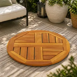 Concise Round Solid Acacia Wood Table Top Ø40x2 cm