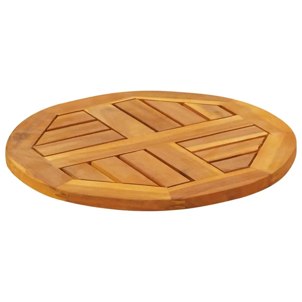 Round Solid Wood Table Top Brown Ø40x2 cm Acacia Replacement Dining Furniture Top