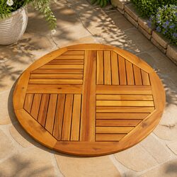 Solid Acacia Round Table Top Ø80x2.2 cm - Compact Quality
