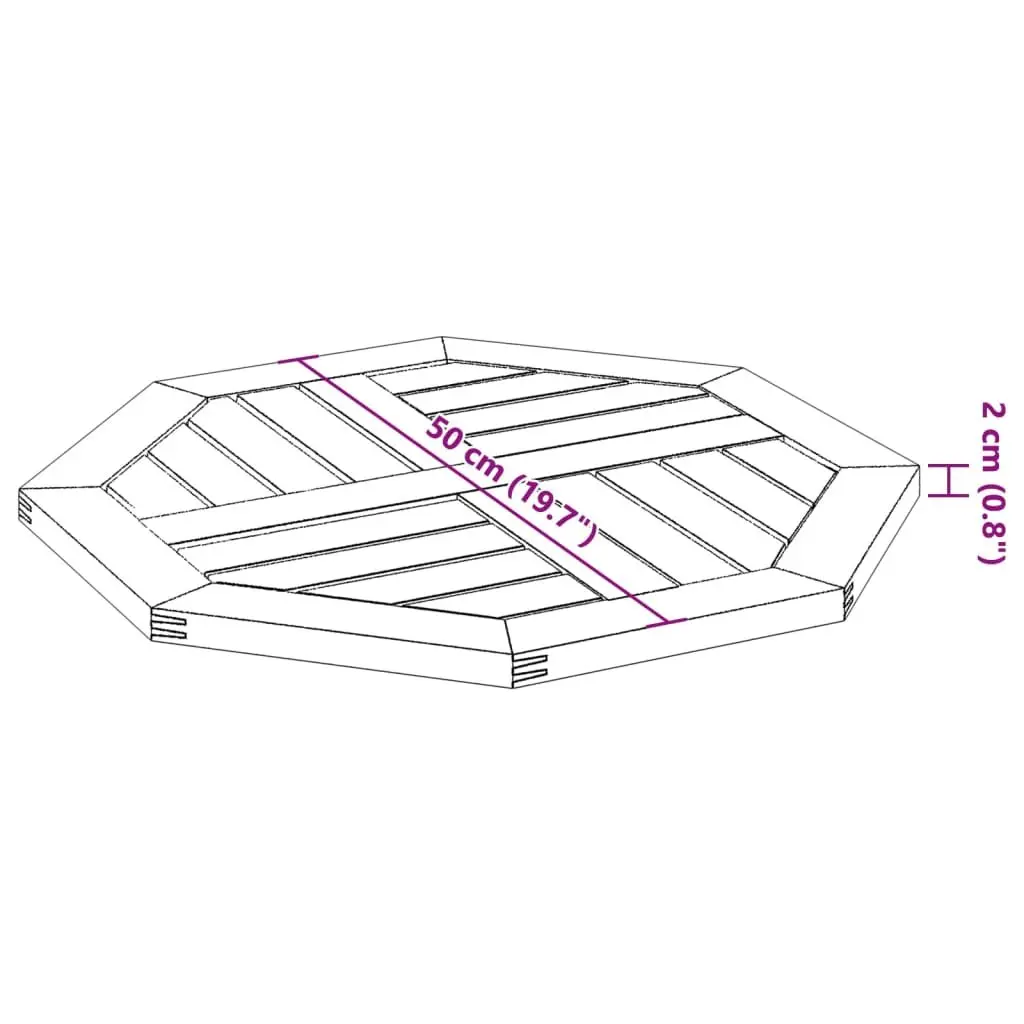 Octagonal Wooden Table Top Brown 50x50x2 cm Solid Acacia Wood Replacement for Garden Dining Furniture