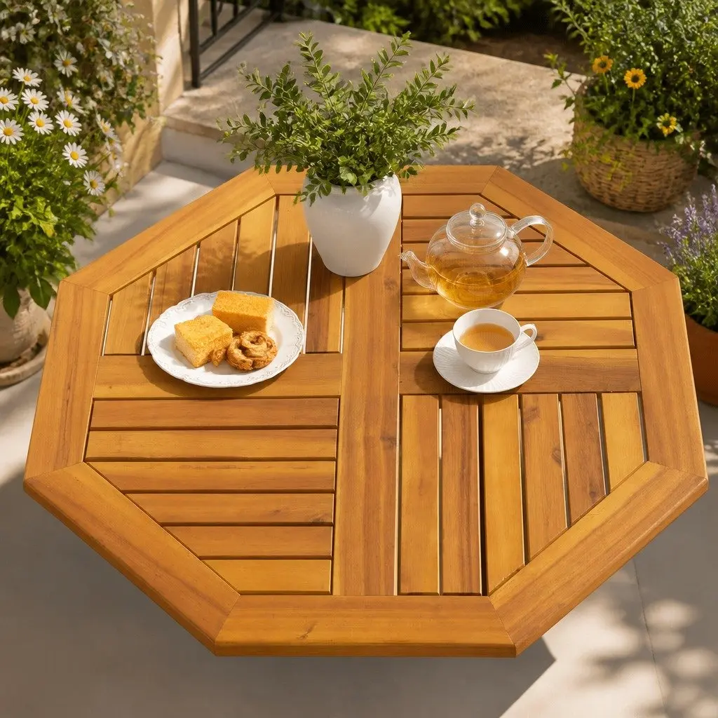 Octagonal Table Top 70x70 cm Brown Acacia
