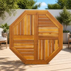 Octagonal Solid Wood Table Top 70x70x2 cm Brown Acacia Replacement Dining