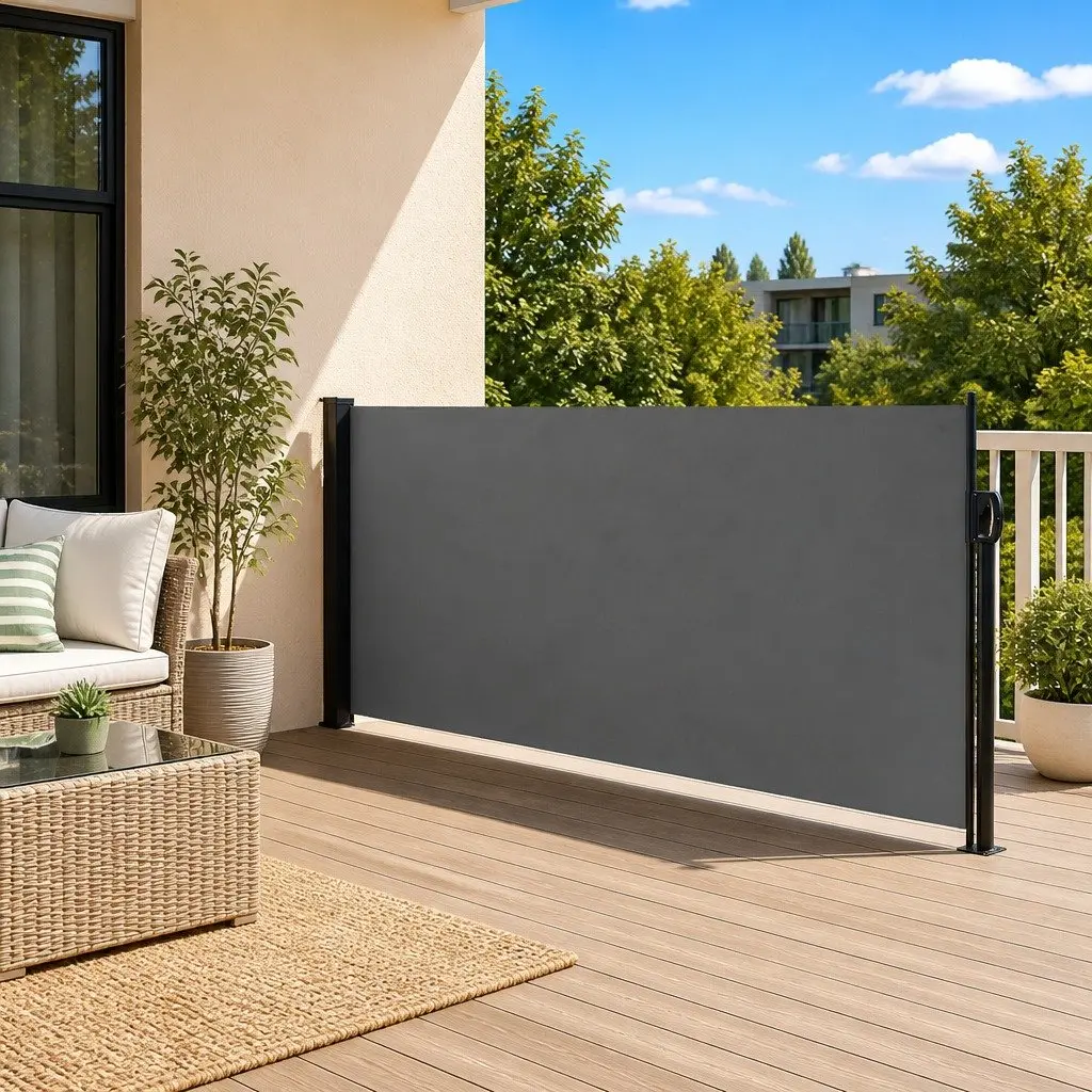 Retractable Side Awning Anthracite 117x300cm Privacy Screen Garden Shade