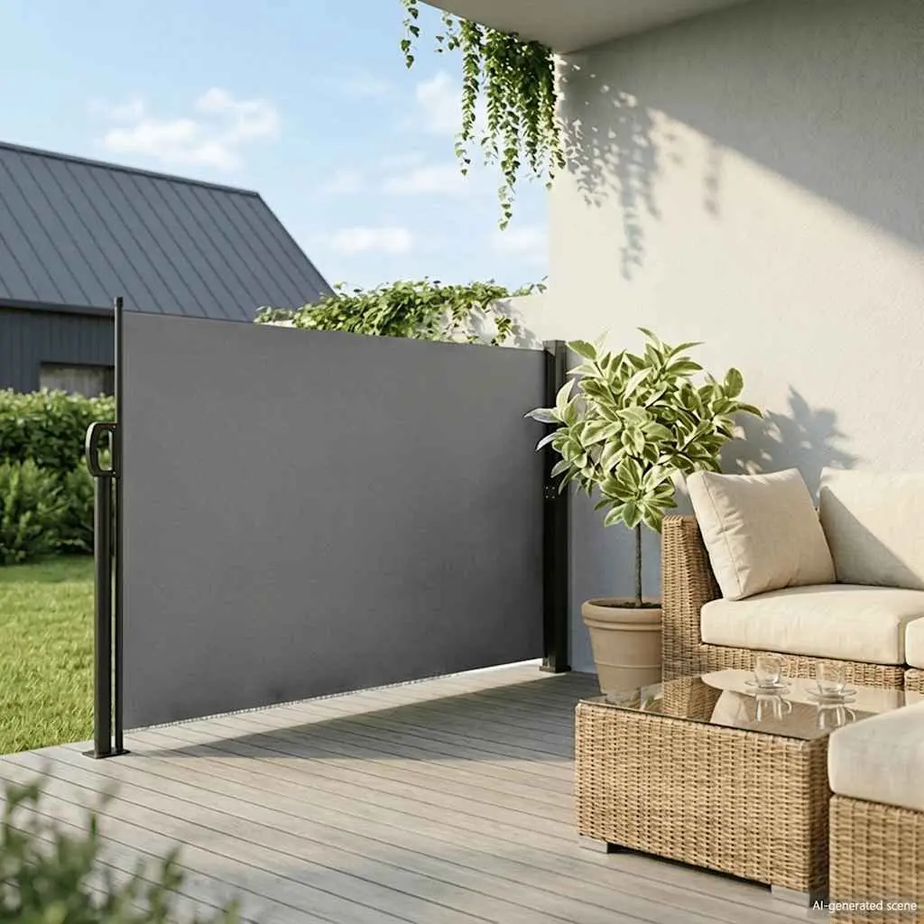 Retractable Side Awning Anthracite 160x300cm Privacy Screen for Garden Patio Balcony