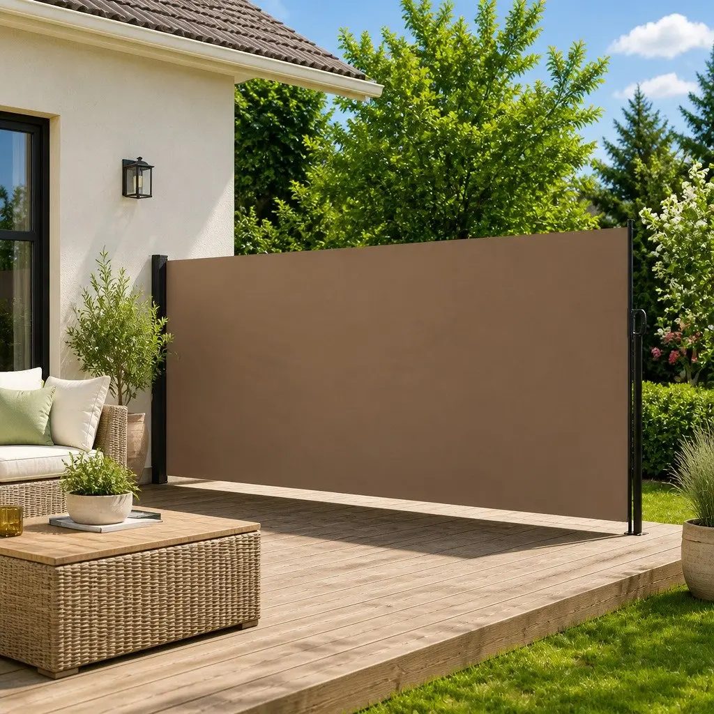 Retractable Awning 180x300cm Taupe Garden Privacy Screen for Balcony and Terrace