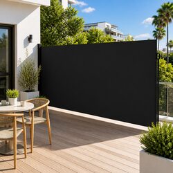 Retractable Side Awning 200x300cm Black Outdoor Garden Privacy Screen Patio