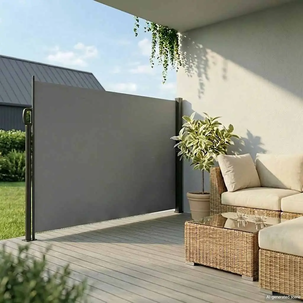 Retractable Side Awning Anthracite 200 x 300 cm Privacy Screen for Outdoor Garden Patio Balcony